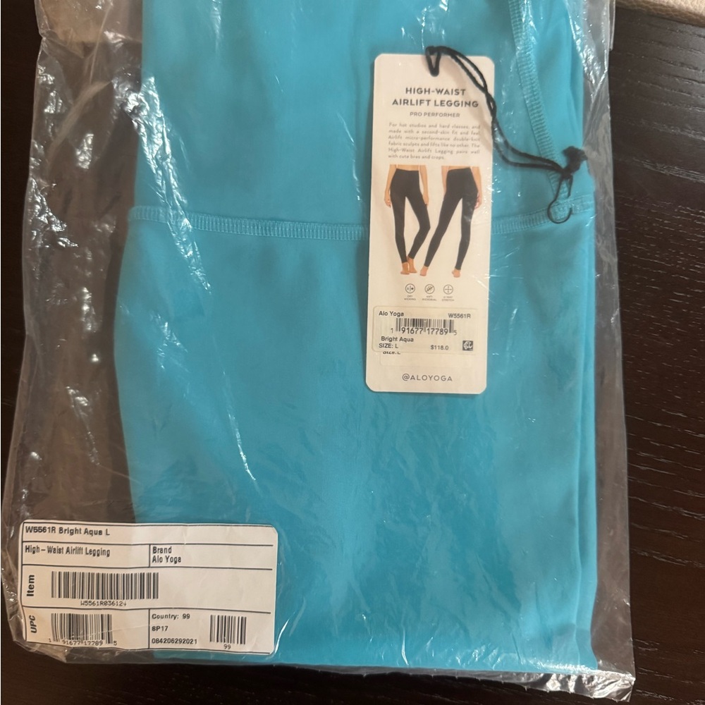 ALO Yoga Bright Aqua High-Waist Airlift Legging Large NWT